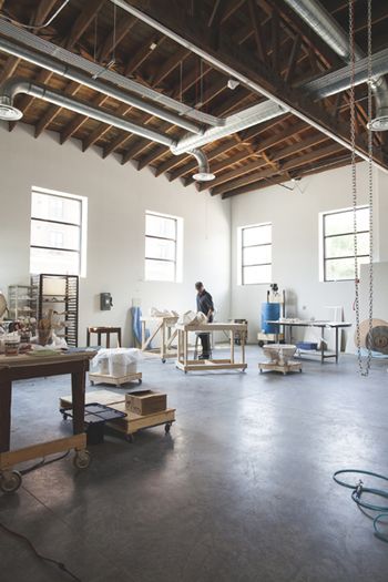 Jeremy Hatch in the Okada Sculpture Facility