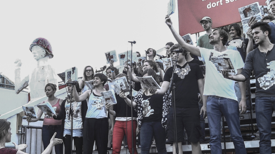 Luigi Coppola, Masses & Motets vol II, 2014. Performance in public space, Face to face with Monument / Into the city festival Vi