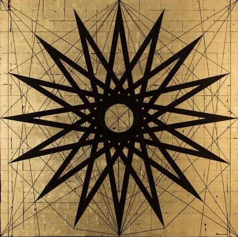 'AU4-01' (2014), acrylic, 18-karat gold lead on linen, 180x180cm <br class=