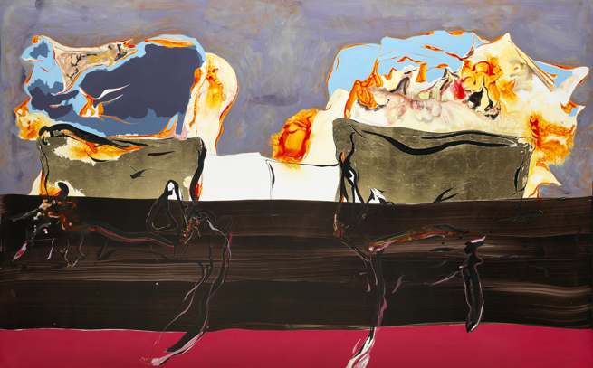 Pillow Road 2010<br/>mixed media on synthetic paper<br/>60x96<br/>