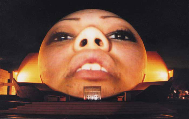 Krzysztof Wodiczko, Tijuana Projection, 2001<br/>Public projection of live images and sound at the Centro Cultural de Tijuana, as part of <br/>InSite 2000. � Krzysztof Wodiczko, Courtesy Galerie Lelong, New York <br/>