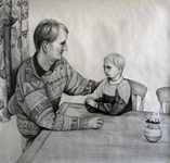Father and Son, pencil on paper, 2010.