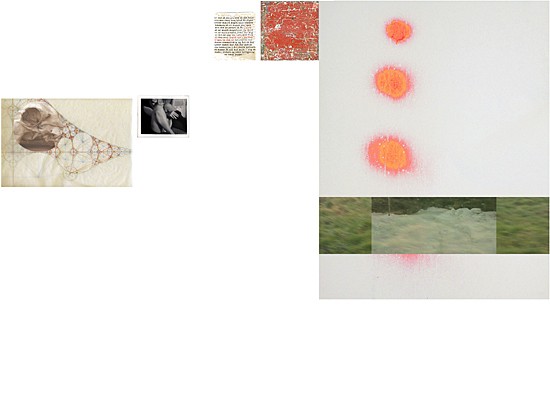 kilden, part 1/3.<br/>2012. drawing and pigment print on drawing foil, photos on foam boards and mixed media on paper on<br/>wooden board. 120 x 220 cm. private commission <br/>